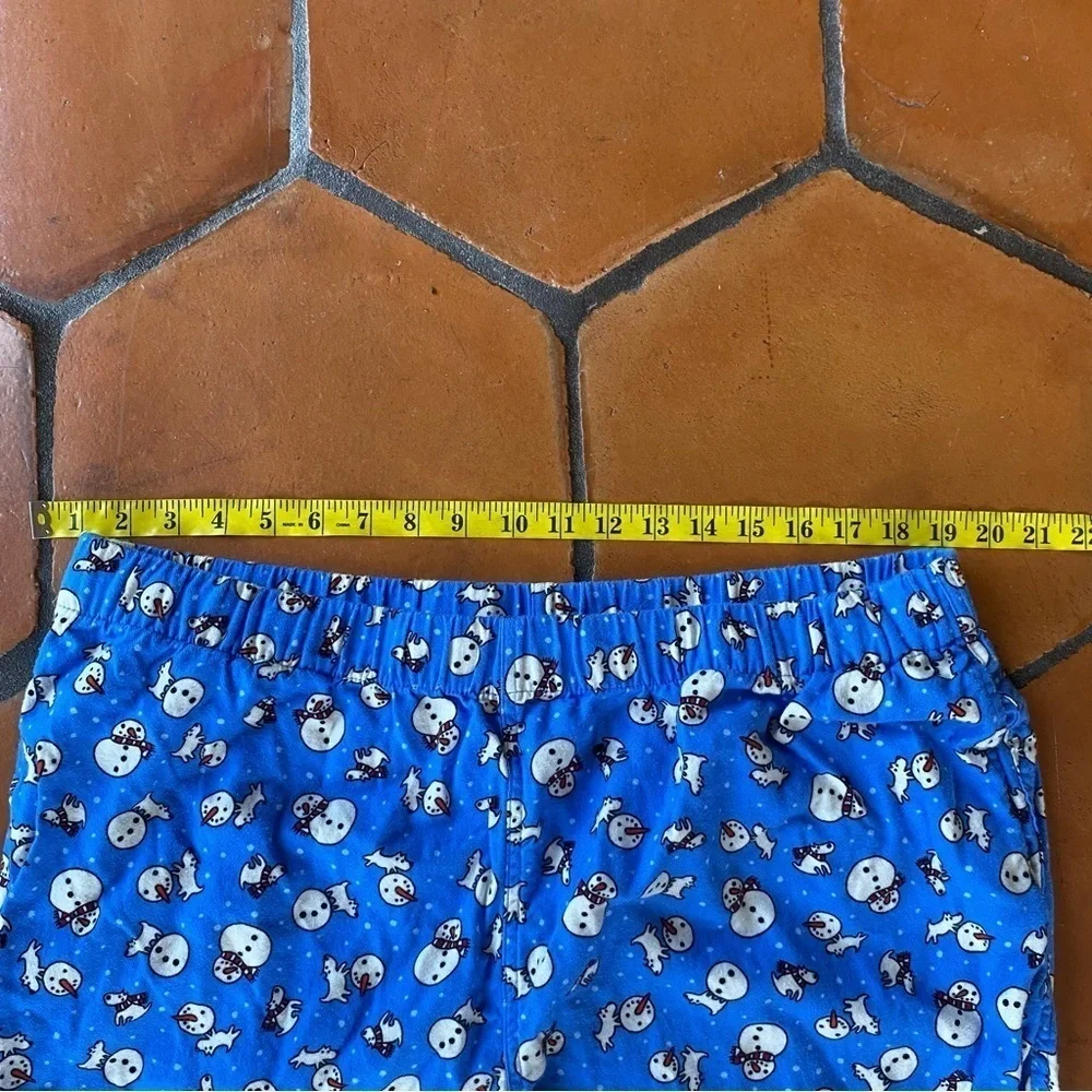 Womans XL (18-20) Lands End Blue Snowman Holiday Pajamas Set Pants Top Flannel
